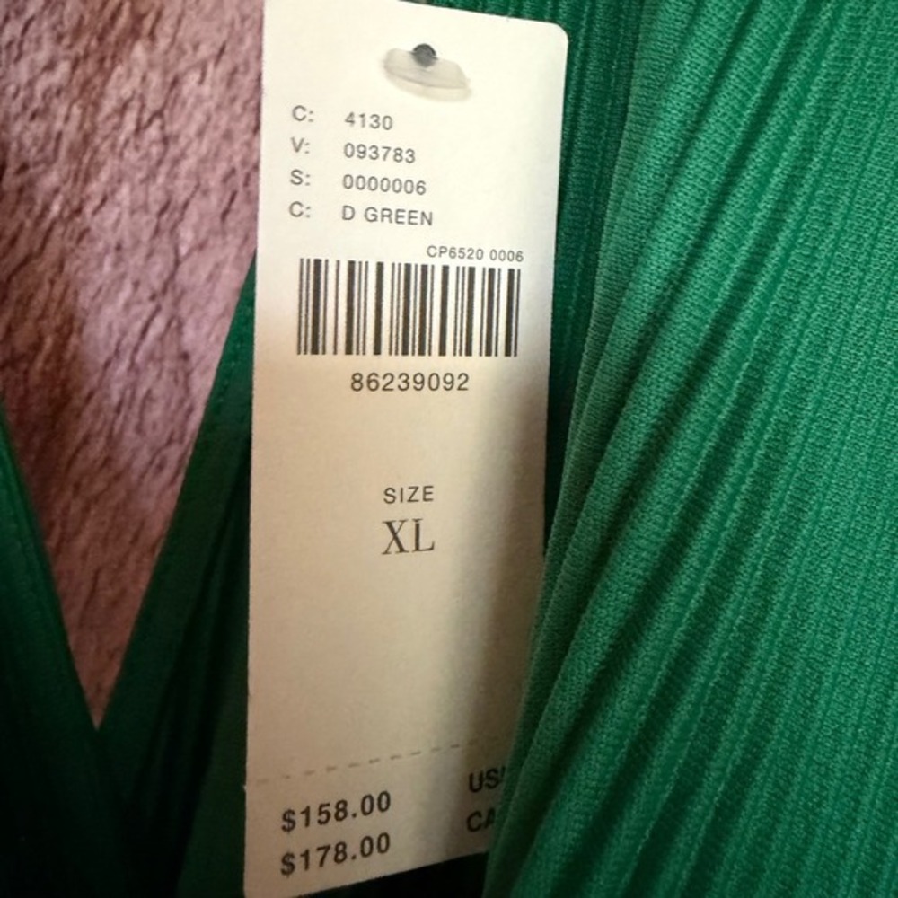 Anthropologie‎ Dress Plissé Faux-Wrap Kimono Sleeve Green Maxi Boho Glam XL NWT - Picture 7 of 10